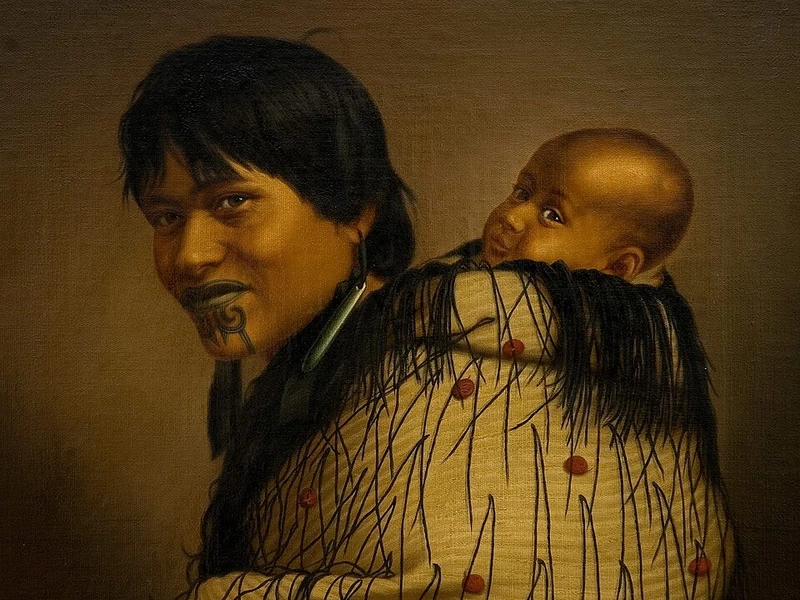 1839-Gottfried Lindauer - Un ritratto di Heeni Hirini (conosciuta anche come Ana Rupene) e del bambino